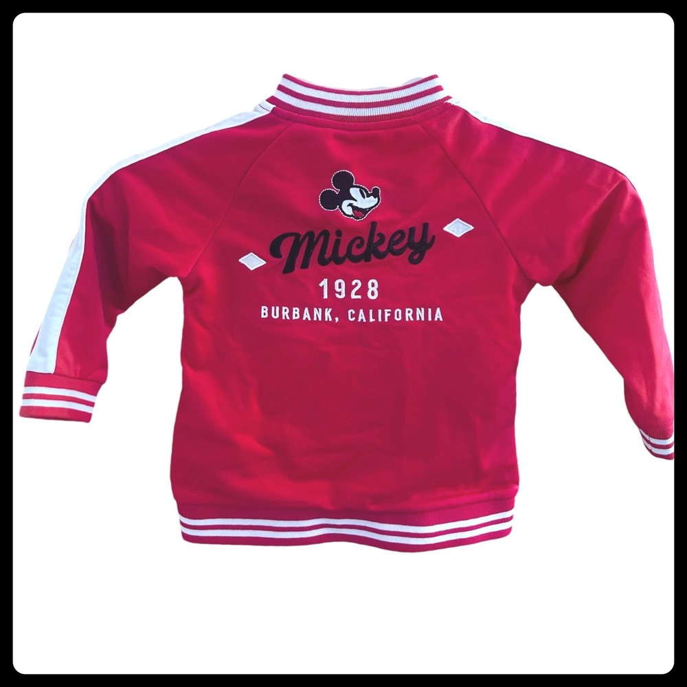 Disney Mickey Mouse 1928 Burbank California‎ Track Jacket Kids 18-24M Red White